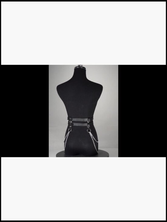 Punk Goth Chain Waist Harness Belt Adjustable Double-Layer PU Leather Statement main image 6